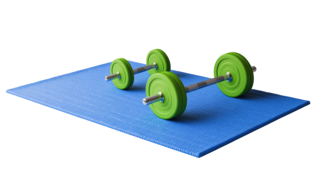 Gym equipment on mat