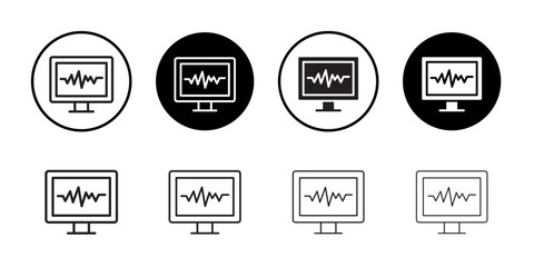 cardiogram icon outline collection or set in black and white