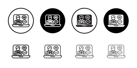 Chat consultation icon outline collection or set in black and white