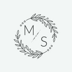 initial monogram wedding with creative circle line