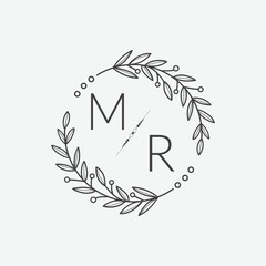 Obraz premium initial monogram wedding with creative circle line