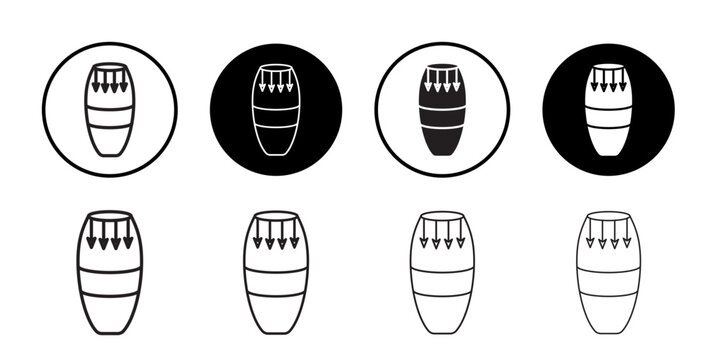 Conga drum icon outline collection or set in black and white
