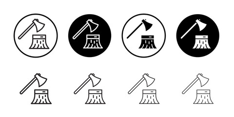 Deforestation icon outline collection or set in black and white