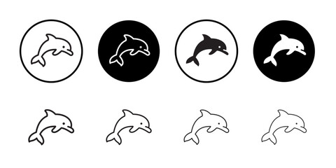 Dolphin icon outline collection or set in black and white