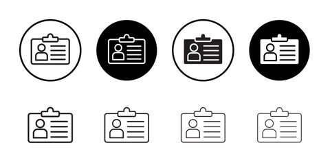Employee id card icon outline collection or set in black and white