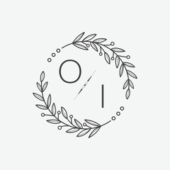 initial monogram wedding with creative circle line