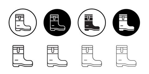 Fishing boots icon outline collection or set in black and white