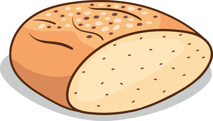 Vector illustration of a loaf of bread on a white background