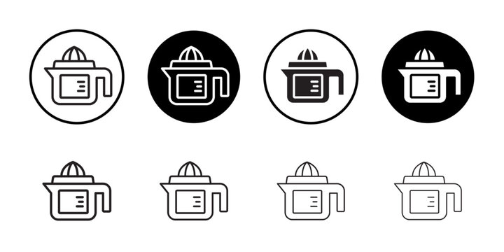 Lemon squeezer icon outline collection or set in black and white