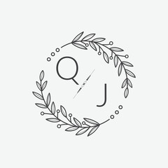 initial monogram wedding with creative circle line