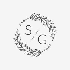 initial monogram wedding with creative circle line
