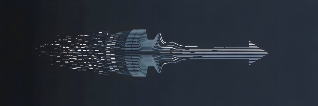 Digital code pulse forming streamlined arrow &ndash; Perfect for cyber visuals, AI development, or next-gen interface design