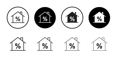 Rate for mortgage icon outline collection or set in black and white