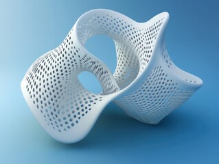 Fototapeta premium parametrical generative organic polyformic structural complex shape on blue