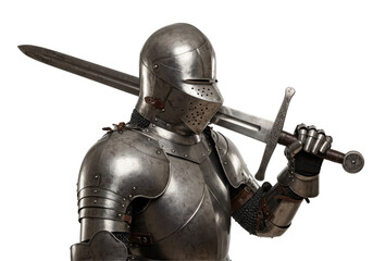 Isolated Armored Knight with Sword