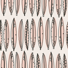 Cute seamless pattern with pink leaves. Botanical vector background, print, design