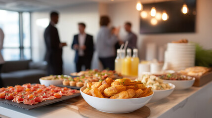 Corporate event catering buffet food service business lunch meeting office party reception snacks and drinks