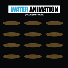 Water Splash, Shower Rain, Bubbles, Droplets, Drip, Flow, Wave, Burst, Explosion, Ripples, Curling Swirl – 2D Water FX Sprite Sheet Vector Pack for Games & Motion Graphics