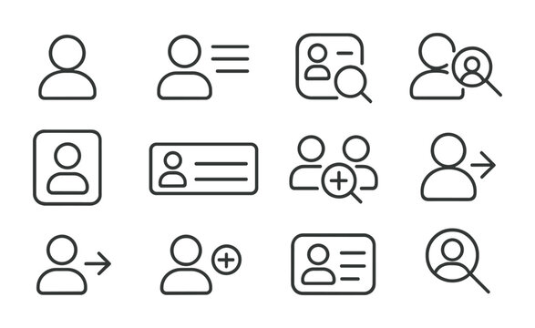 Profile and user interface linear icon set for web and applications