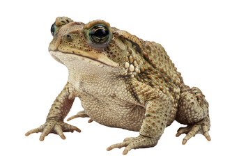 Isolated Realistic Toad with Textured Skin in a Defensive Stance