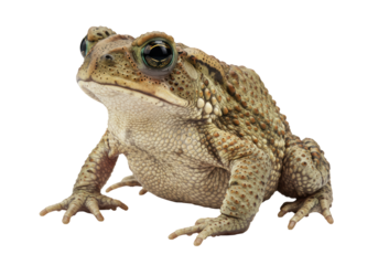 Isolated Realistic Toad with Textured Skin in a Defensive Stance