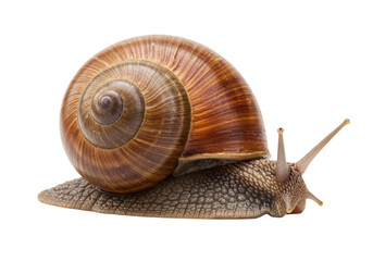 Isolated Common Garden Snail in Close Up View