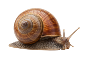 Isolated Common Garden Snail in Close Up View