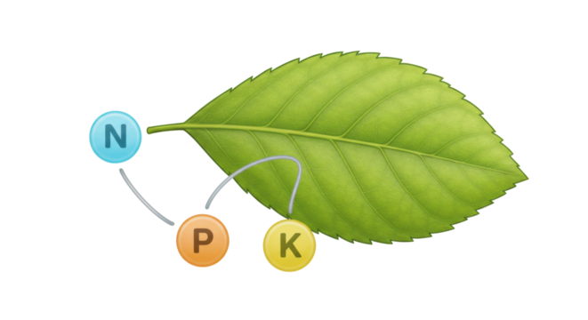 Isolated NPK Leaf Diagram - Powered by Adobe