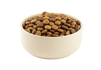 Isolated Bowl of Dry Cat Food Pellets in Neutral Bowl