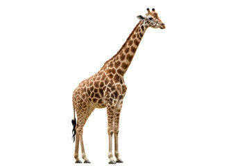 Naklejka premium Isolated Full Body Giraffe Standing Tall and Graceful