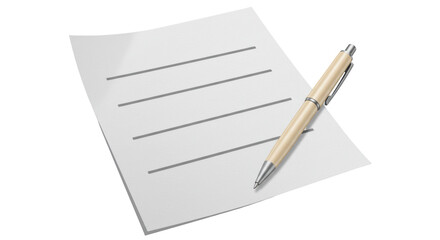 Isolated Pen and Paper with Lines