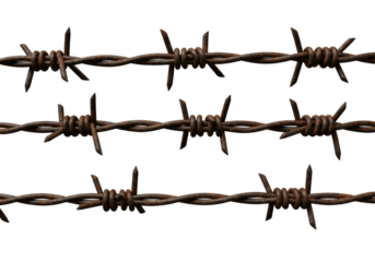 Isolated Rusted Barbed Wire Strand in Horizontal Arrangement