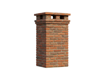 Isolated Brick Chimney Stack with Detailed Brickwork