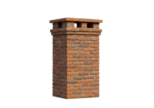 Isolated Brick Chimney Stack with Detailed Brickwork