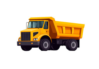A yellow dump truck vector illustration isolated on transparent background