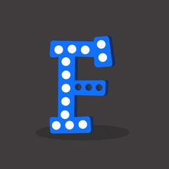 Cartoon 3d letter F vector illustration.	
