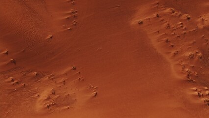 Sand dunes in the desert in Dubai, United Arab Emirates . Shooting from a quadcopter, top view
