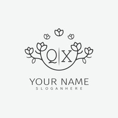 Obraz premium initial monogram wedding with creative circle line flower.