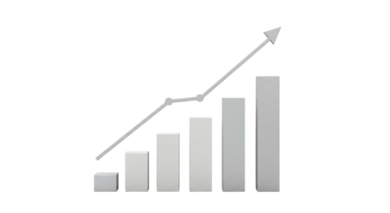 Isolated Growing Bar Chart with Upward Trend for Financial Growth
