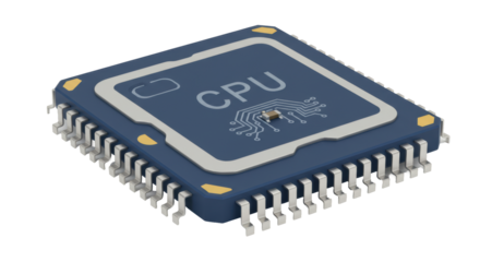 Isolated Microchip with CPU Inscription and Electrical Circuit