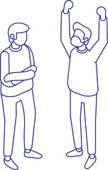  Discussion Between Two Professionals vector line isometric illustration isolated on white background