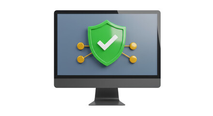 Isolated Computer Monitor with Security Shield and Checkmark