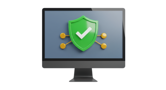Isolated Computer Monitor with Security Shield and Checkmark