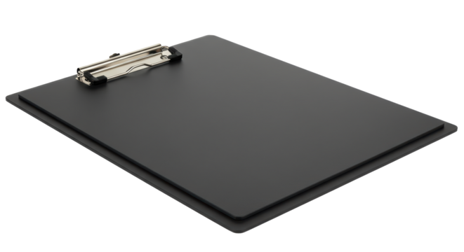 Isolated Black Clip Board Without Paper Sheet