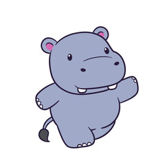 Fototapeta premium Cute and adorable hippo character illustration