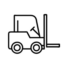 Forklift truck vector icon illustration, material handling equipment for warehouse