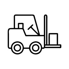Forklift truck vector line art illustration for industrial equipment design needs