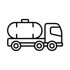 Outline vector illustration of a fuel truck tanker for transportation industry use