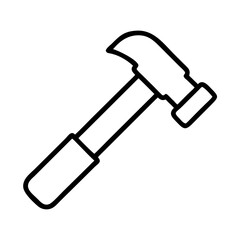 Outline claw hammer vector icon carpentry tool construction equipment handyman work