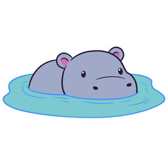 Cute and adorable hippo character illustration